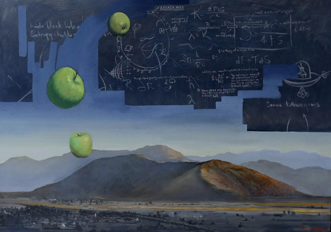 Black Holes and Apples. Oil on canvas 2025